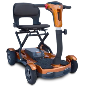 Metallic Gold Color of EV-Rider Teqno Heavy Duty Auto Folding Travel Mobility Scooter