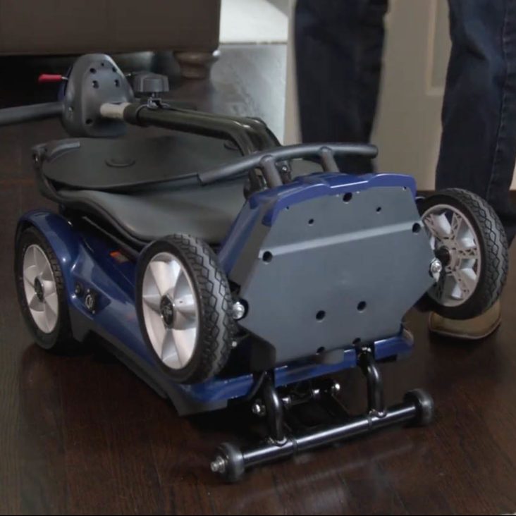 Folded View of EV-Rider Transport 4AF Folding Lightweight Travel Mobility Scooter