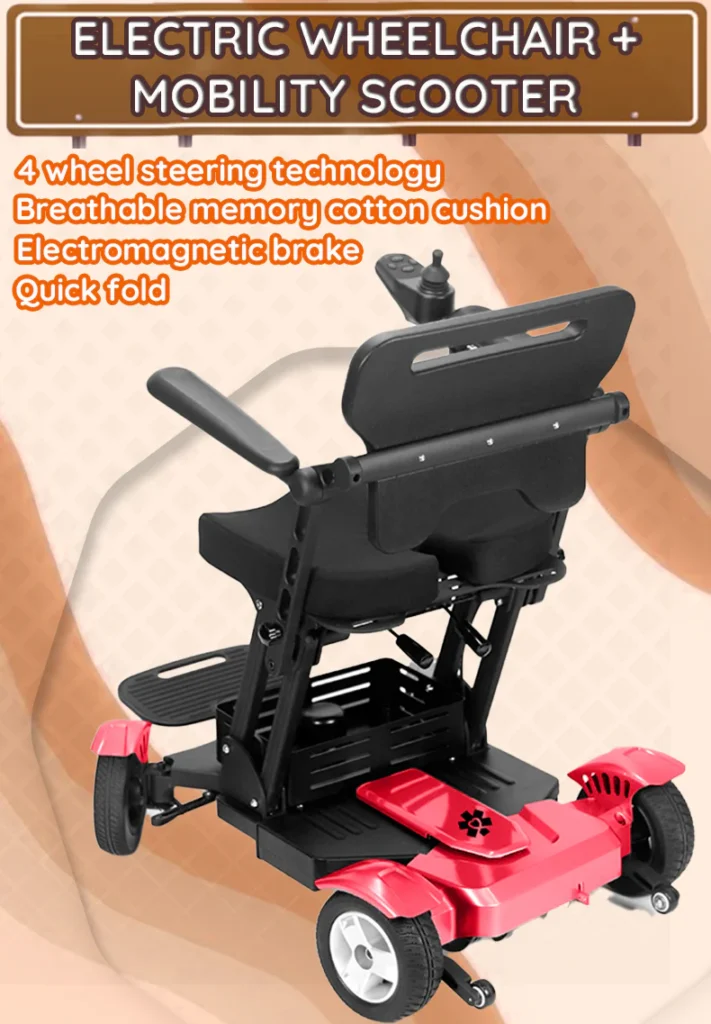 Bangeran Titan Mobility scooter with 4-wheel steering, breathable memory cotton cushion, electromagnetic brake, and quick fold feature for easy storage.